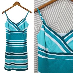 Ann Taylor Teal and White Striped Dress